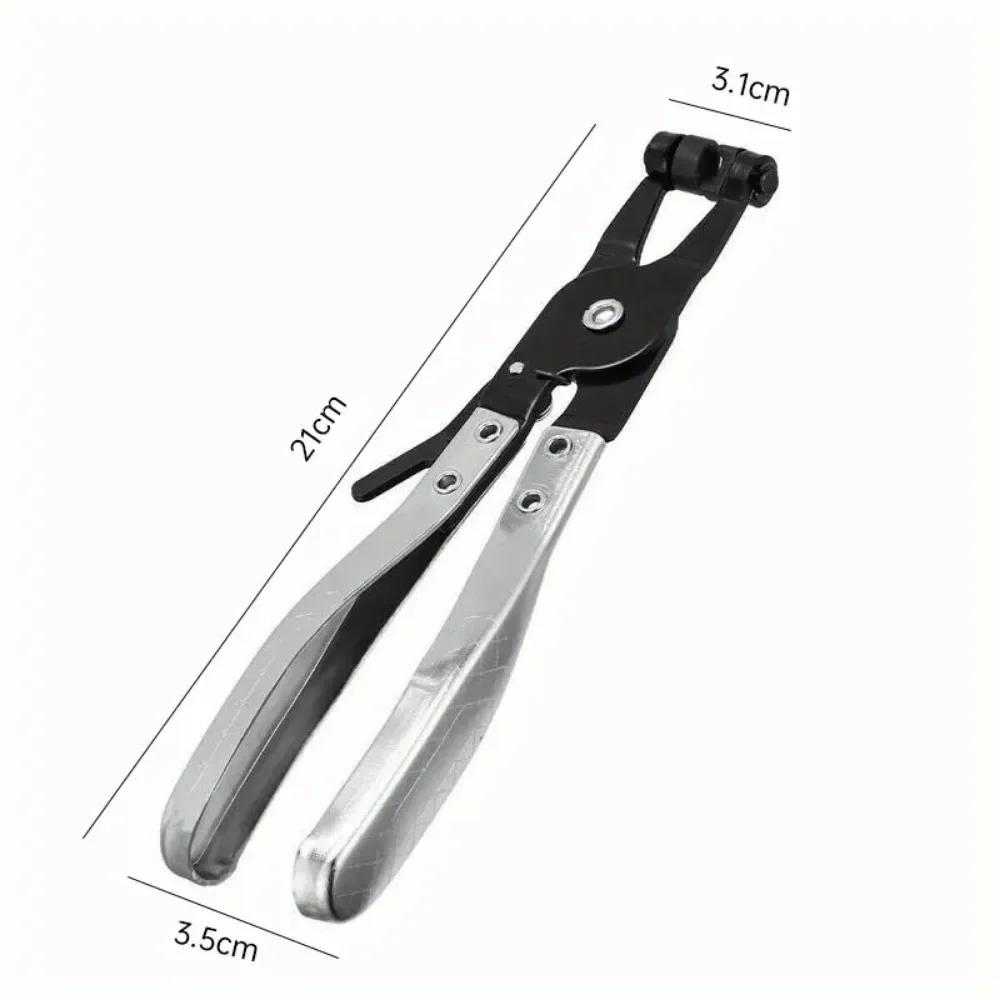 Плоскогубцы для хомутов для шлангов водопроводных труб автомобиля. Зажим с поворотным приводом. Инструмент для фиксации губок. Снятие и установка кольцевых плоских хомутов для шлангов.