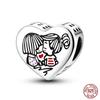 100% Copper Heart Shaped Warm Family Charm Beads Fit Qikaola Original Bracelets Fine Diy Mother'S Day Jewelry Gifts