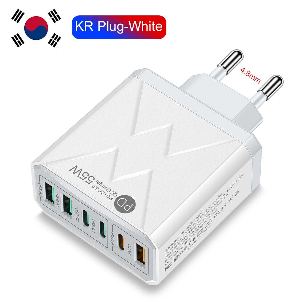 6 в 1 55 Вт PD USB зарядное устройство Быстрая зарядка Quick Charge 3.0 дорожное зарядное устройство для iPhone Samsung Xiaomi зарядное устройство для мобильных телефонов