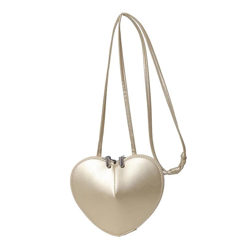 Мягкие сумки через плечо из искусственной кожи в форме сердца для женщин, новые модные однотонные маленькие сумки через плечо, дизайнерские роскошные сумки на молнии