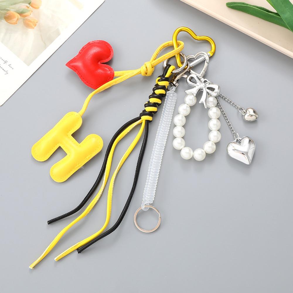 Keychain Heart Pendant Key Ring Korean Style Y2k Bag Pendant Sweet Braided Rope Bag Charm Couple