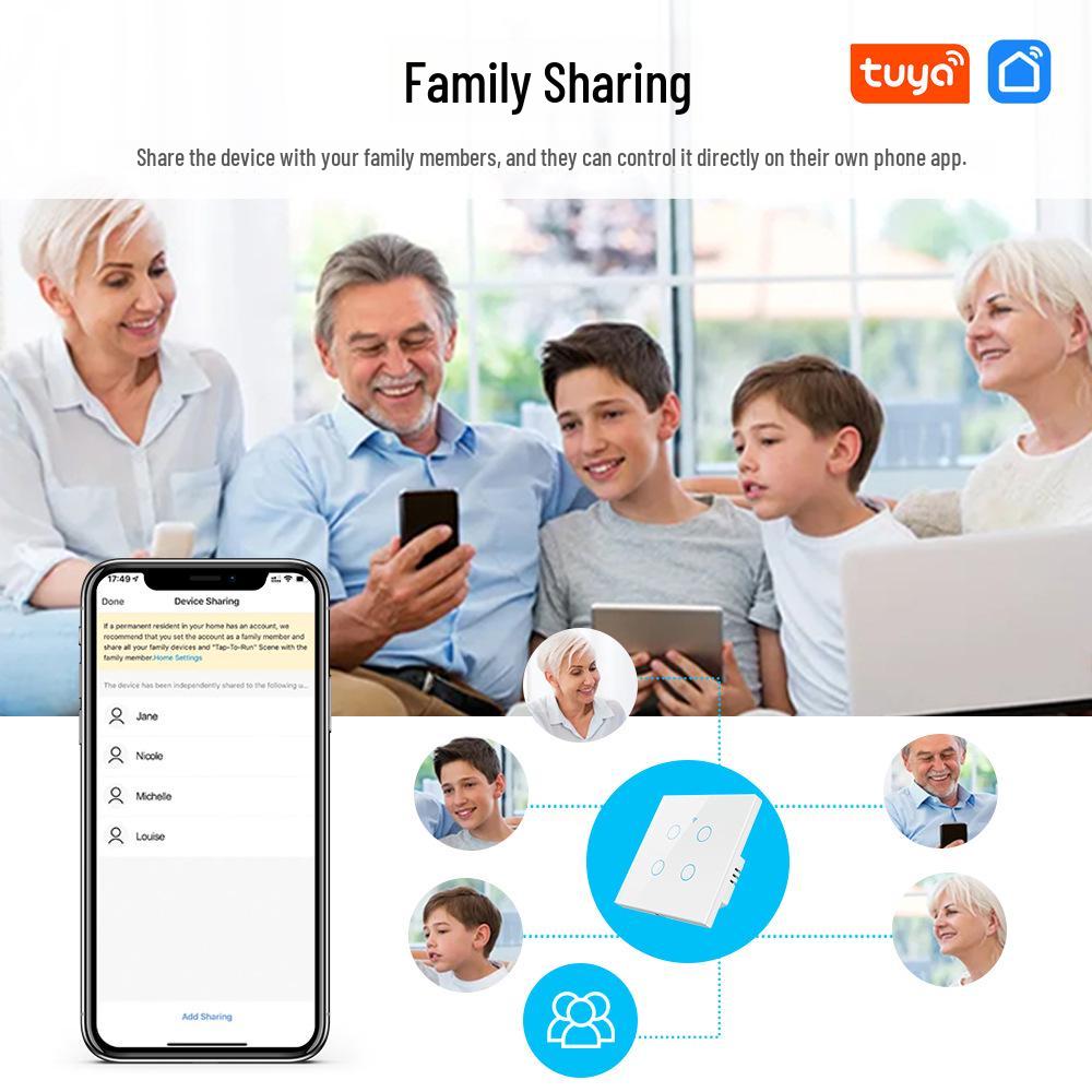 Панель умного переключателя Tuya WiFi - Сенсорное и голосовое управление (Стандарт США/Европы)