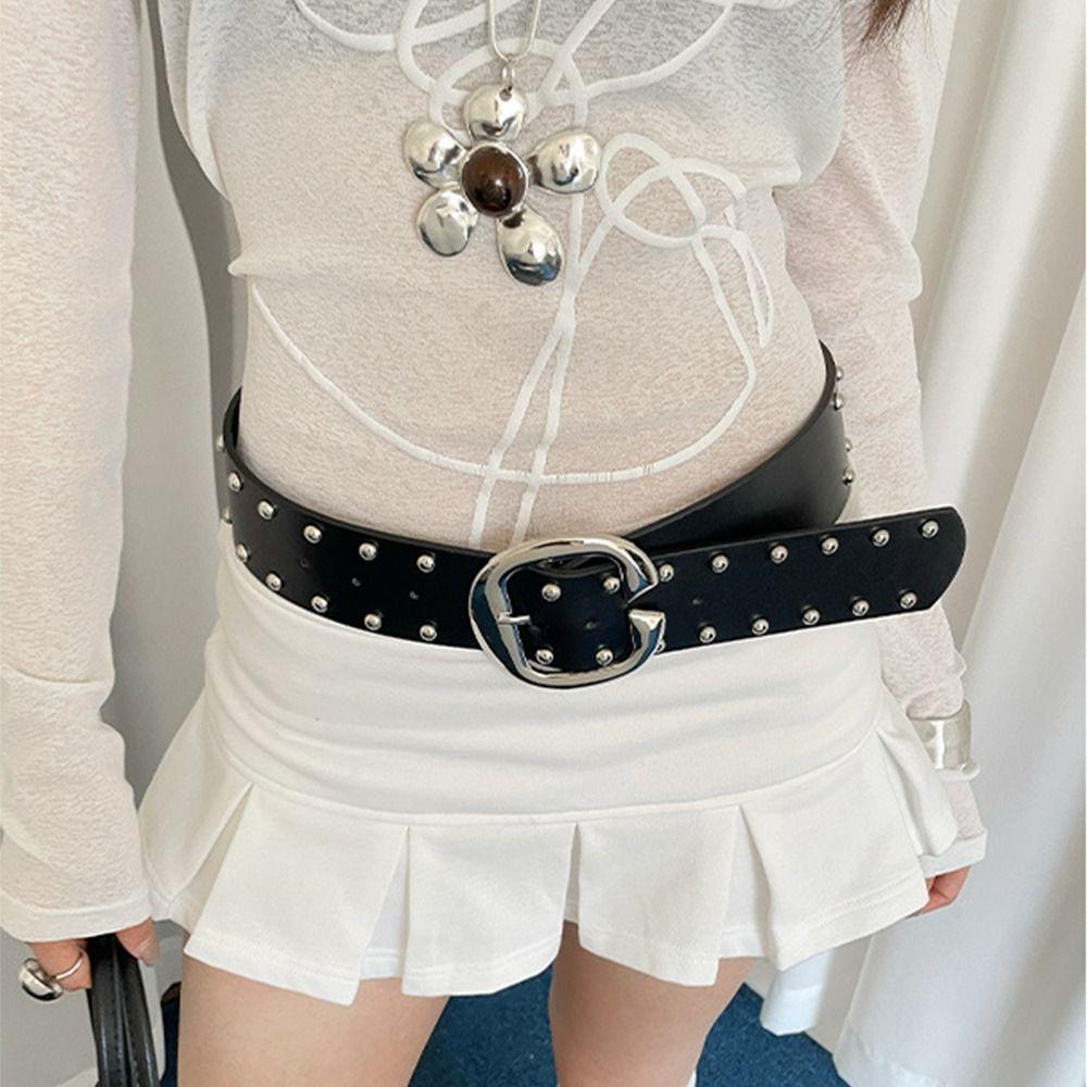 Gothic Wide Women's Belt Designer Dress Jeans Belt Vintage Rivet Waist Belt Streetwear