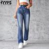Women's Fashion Denim Casual High Waist Trousers Pants & Capris Casual Trousers