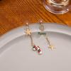 Asymmetrical Candy Cane & Star Christmas Tree Dangle Earrings