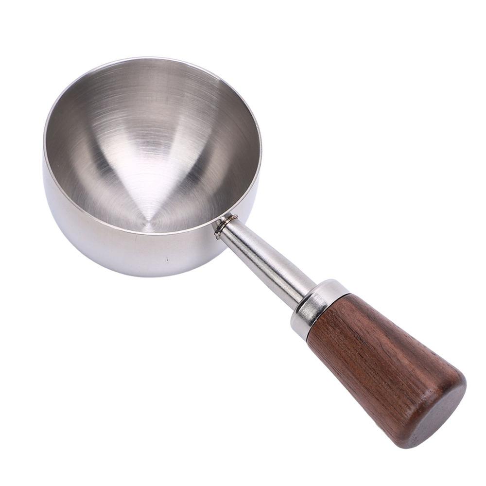 304 Stainless Steel Bean Tea Scoop Short Wooden Handle Stainless Steel Scoop For Ground Coffee