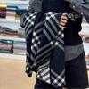 Quanzhixian Plaid Scarf Women's Winter High-end Double-sided Two-color Personalized Imitation Cashmere Shawl War Horse Scarf