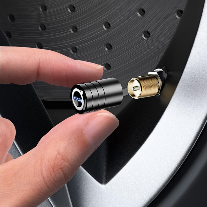 bgw4 For Volvo Aluminium Alloy 4pcs Car Tire Valve Caps For Volvo XC90 V90 V60 XC60 V40 S80 S60 S90 C40 XC40 V70 XC70 C30 C70 EX90 Rd