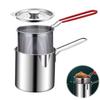 Stainless Steel Frying Pan Small Frying Pan Built-in Filter Basket Versatile Cooking Pot for Frying French Fries Chicken Wings Beef Balls