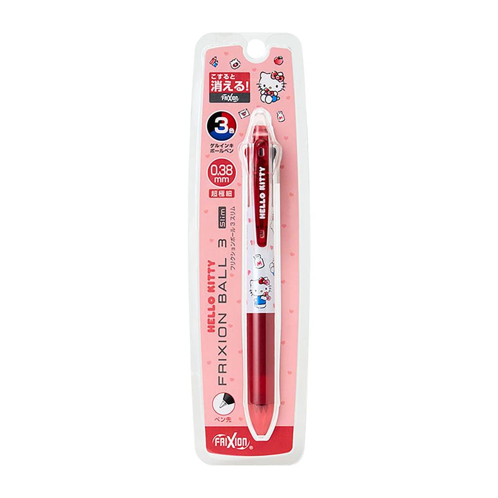 Sanrio Ручка FriXion Ball 3 Slim Hello Kitty Поликарбонат Шариковые Чернила 927848, Диаметр 0.38мм, Цвета Черный, Красный, Синий, Кнопочный механизм,