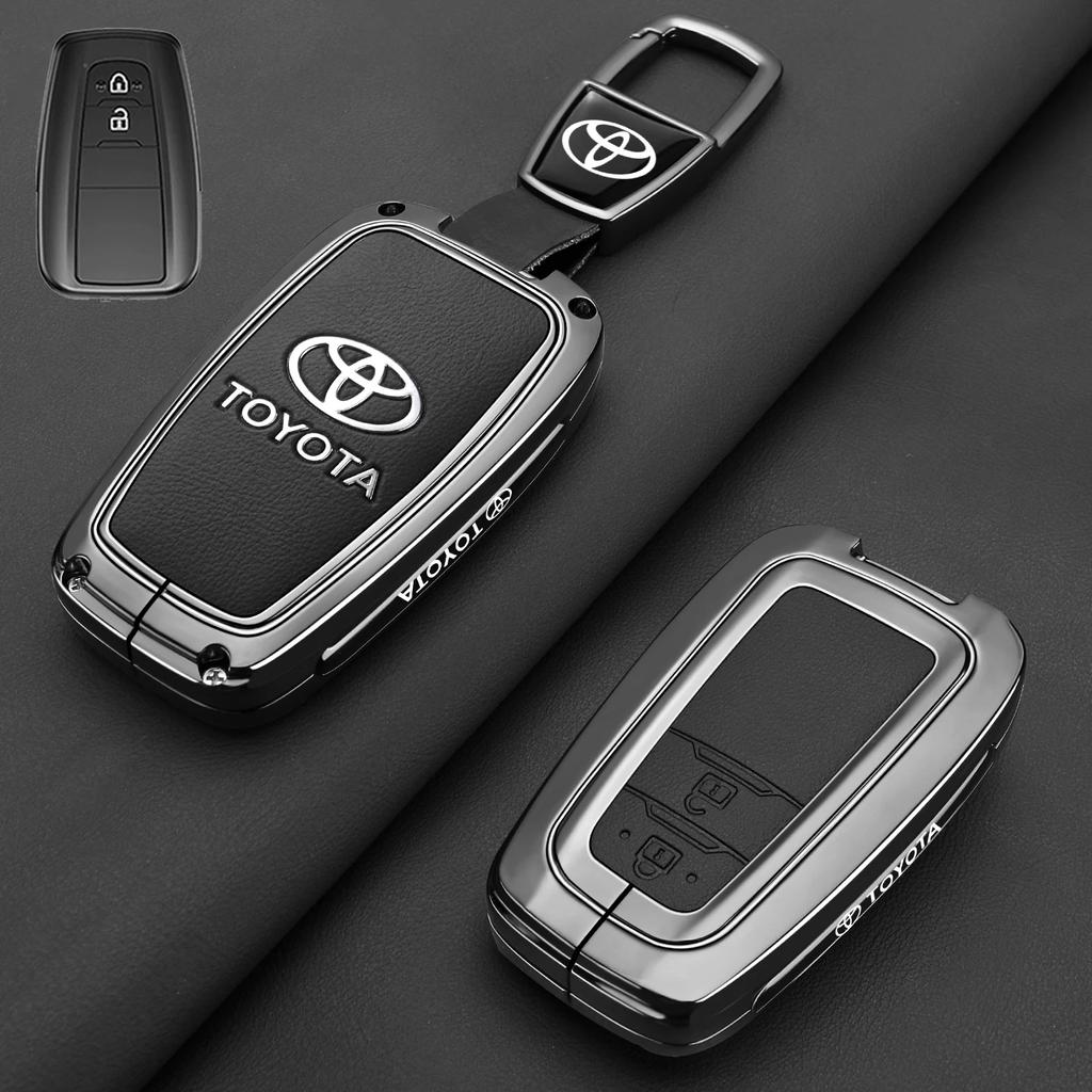 Кожаный чехол для автомобильного ключа из цинкового сплава для Toyota Corolla Hybrid 2021 Rav4 Land Cruiser Prado Camry Highlander Prius C-HR 2018+