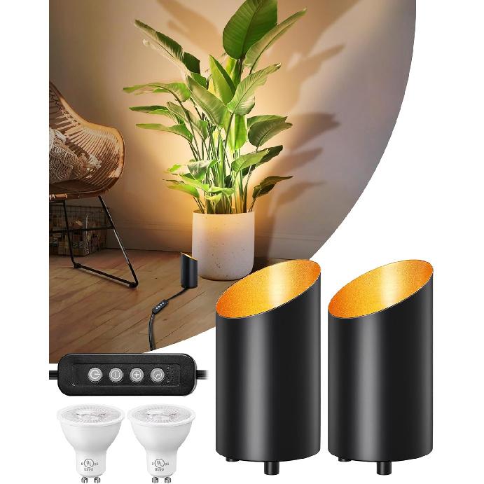 SURAIELEC Uplighting Indoor Floor Can Light, LED Spotlight with 2/4/8H Timer, Memory, Dimmable 3000K GU10 Bulb Included, Accent Lighting for Walls,