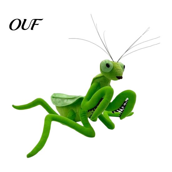Soft Polyester Fiber Doll Realistic Mantis Stuffed Animal Plush Toy, Bendable Leg Praying Insect Unique Collectible Ornament Figure, Cute Decor,