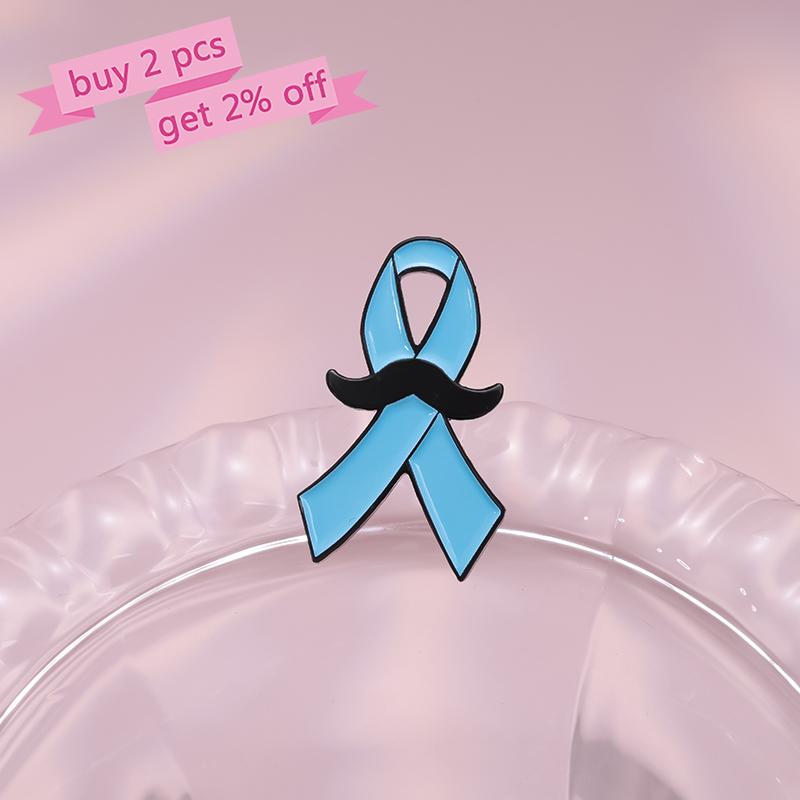 Blue Ribbon Enamel Pins Custom Prostate Cancer Men's Health Brooches Lapel Badges Jewelry Gift for Kids Friends