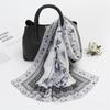 Scarves Natural Style Spring and Autumn Printed Flowers and Birds Rectangle Sun Protection Chiffon Scarf