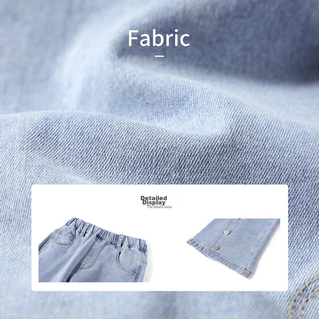 ASK JUNIOR Children's Clothing Girls' Spring Pants Wide-Leg Jeans Casual Trousers for Older Kids And Teenagers Blue 170
