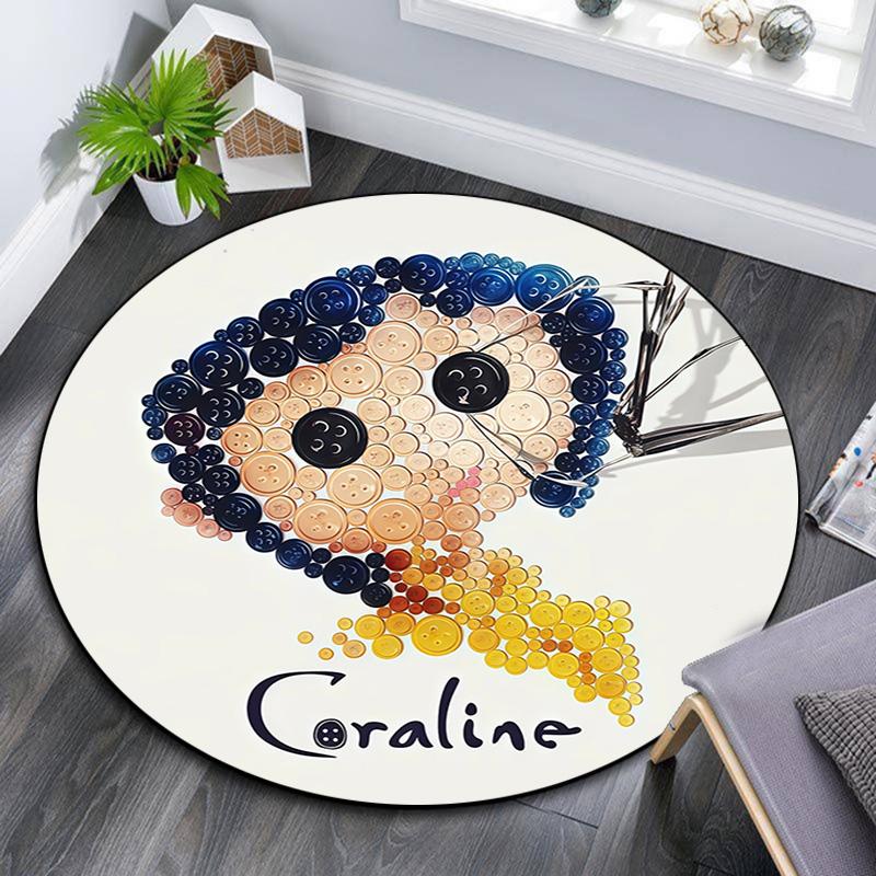 Coraline Round Area Rug,Carpet Rug for Living Room Bedroom Sofa Playroom Decor,Non-slip Floor Mat
