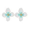 Atoztide New Exaggerated Colorful Flowers Earrings for Women Stainless Steel Zircon Flower Earring Romantic Wedding Jewelry Gift