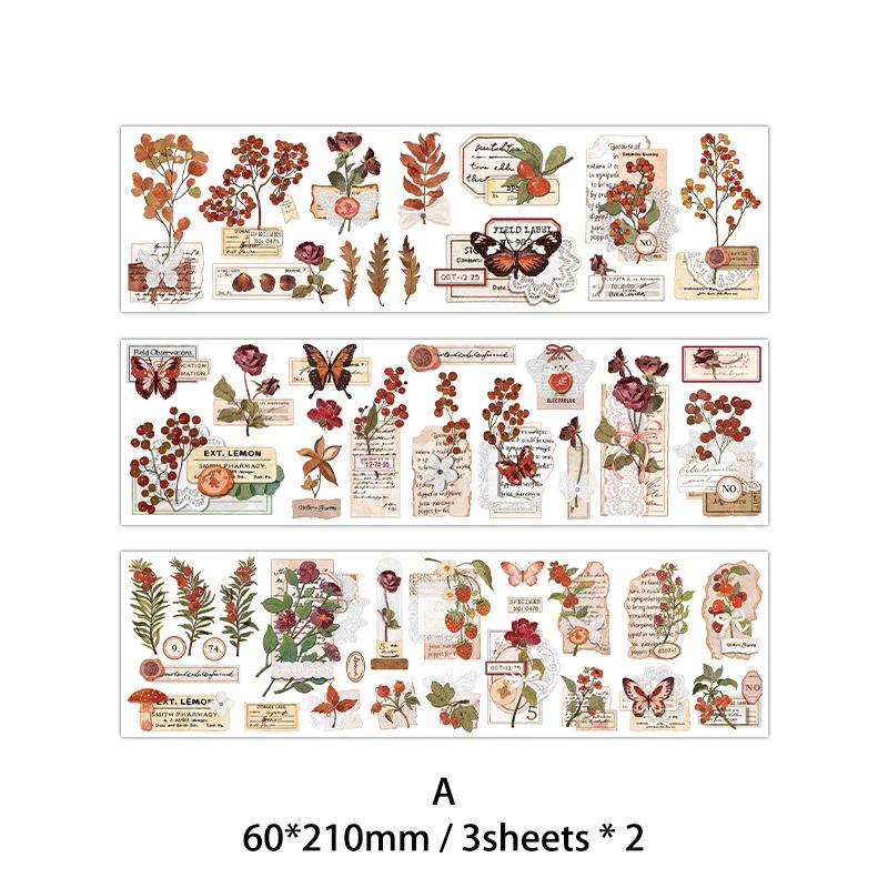Journamm 6pcs/pack Vintage Plant Sticker Scrapbooking Materials DIY CUT Decor Junk Journal Planner Aesthetics Sticker Stationery
