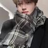 Высококачественный клетчатый шарф в корейском стиле: Теплая, Утолщенная Шаль, Похожая на Кашемир, для Студентов и Пар