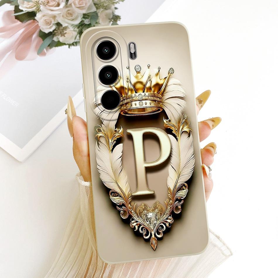 For Itel Power 70 / Itel P70 Feather Crown Initial Letter Phone Case For Itel P70 Power70 P673L Soft Silicone Covers Bumpers