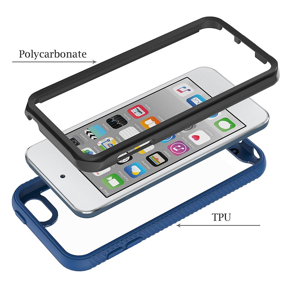 Гибридный противоударный чехол-броня 2-в-1 для Apple iPod Touch 5 6 7 Мягкий бампер из ТПУ Жесткая прозрачная защитная задняя крышка из ПК