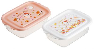 Герметичные Набор Sanrio Hello Pastel Яркие Акварельные Цветочные Контейнеры, 500 мл, Япония, 2, Китти, Дизайн, Дизайн для Девочек, FCN2W-A