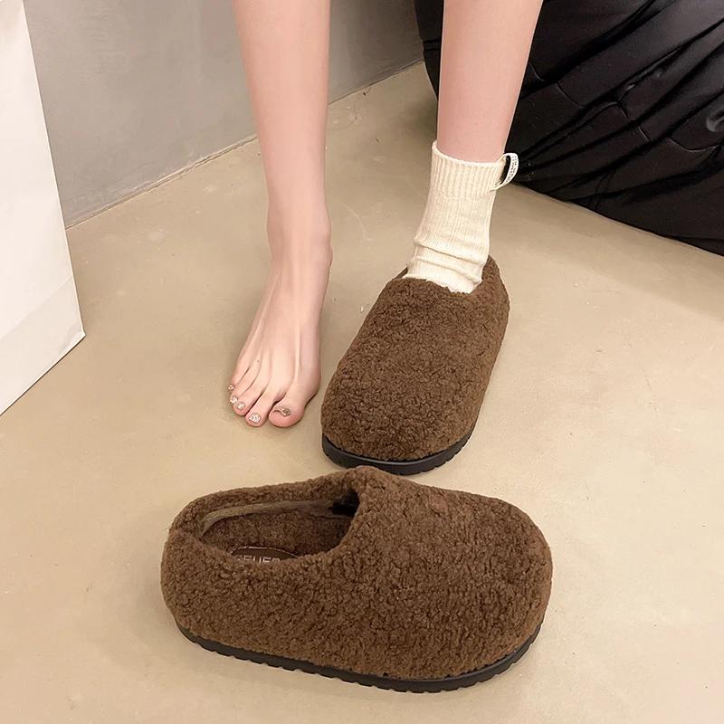 Ретро хлопковые тапочки на толстой подошве для женской осенне-зимней модной верхней одежды, хлопковые тапочки Баотоу, замшевые теплые хлопковые тапочки