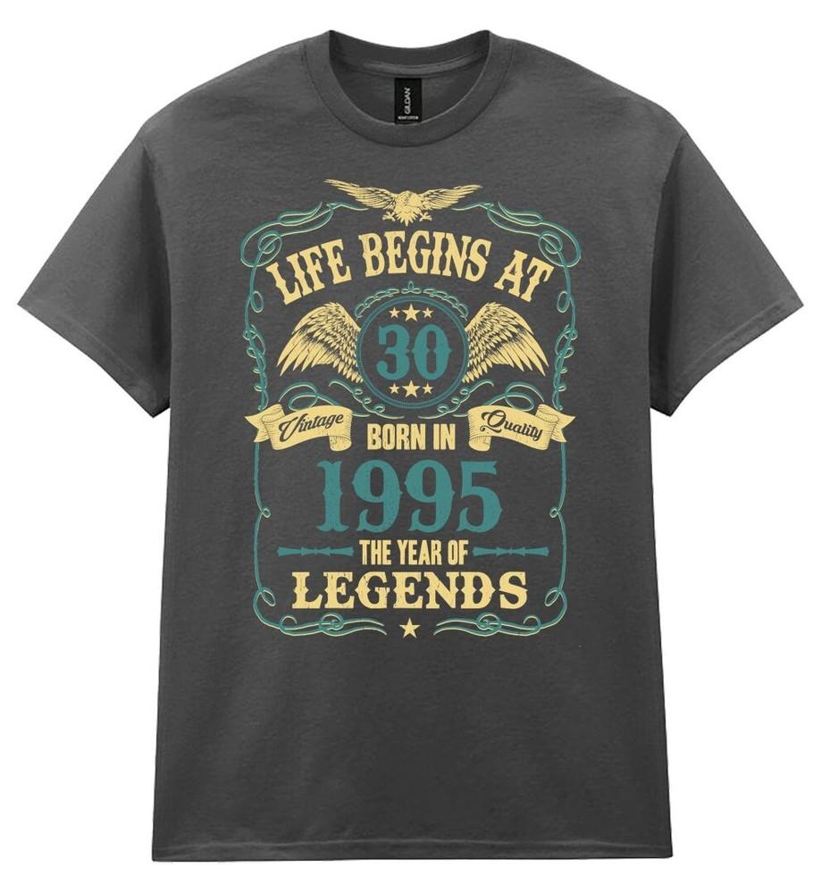 Life Begins At 30 Mens Birthday T-Shirt Born In 1995 Legends 30th Gift For Him