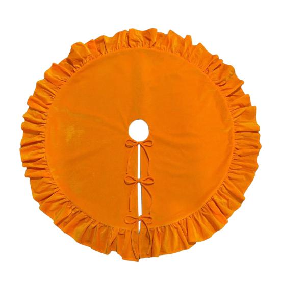 Yousheng Velvet Christmas Tree Skirt 48 Inch Ruffled Holiday Tree Skirt Rustic Xmas Tree Decoration Soft Festive Tree Apron for Cozy Celebrations