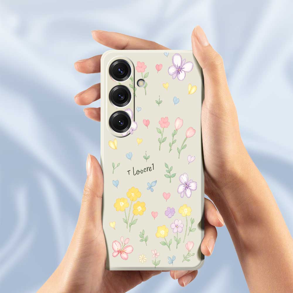 Для Samsung Galaxy S25 Чехол Печать узора с мелкими цветами Прямой край ТПУ Задняя крышка для телефона