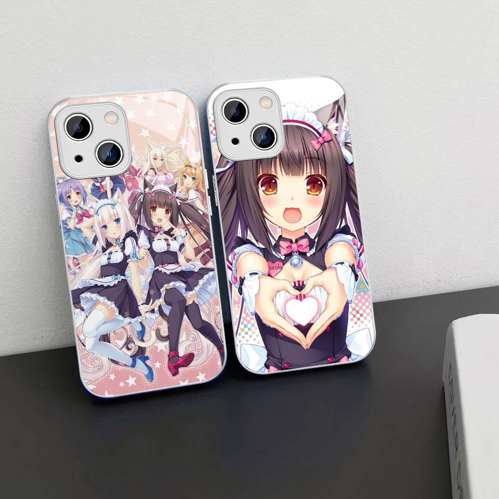 Закаленное стекло Chocola Nekopara для iPhone 14 13 12 11 Pro Mini XS MAX 14Plus X XS XR Чехлы
