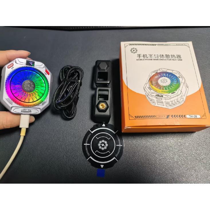 TH28 Semiconductor Phone Cooler 15V/2A High Powerful Cooling Radiator Multi Gears Adjustable Temperature Control with RGB Lights 6