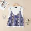 Women Casual Round Neck Patchwork Loose Short Sleeve T-Shirts