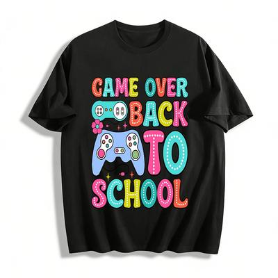 Game Over Back To School Детская футболка с графическим принтом игрового контроллера 100% хлопок