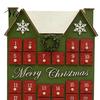 Vintage Style Christmas Decor Wooden House Advent Calendar, with 24 Drawers, Countdown to Gift Box Box, Refillable Xmas Desktop Decoration Decorative