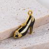2pcs Stainless Steel Cartoon Enamel Bowknot Red Black High Heel Bone Pendant Necklace Earring Heart Charms Craft Jewelry Making