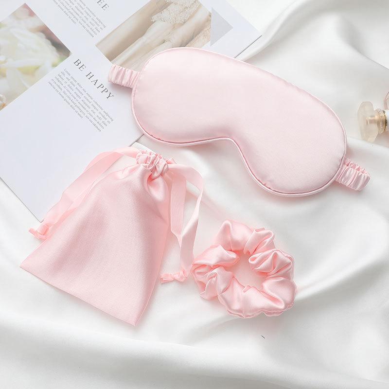 3PCS Satin Sleep Gift Set, Sleep Eye Mask, Satin Scrunchie & Matching Drawstring Bag, Light Blocking Travel Sleep Accessories for Women