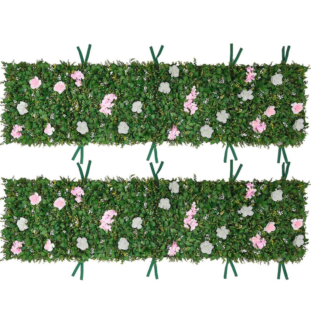 Artificial Luxury Flower Wall Backdrop, 2 PCS, Each Panel 61 x 243.8 cm, Gorgeous 3D Silk Floral Backdrop Pet Friendly, Easy Installation Flower Wall