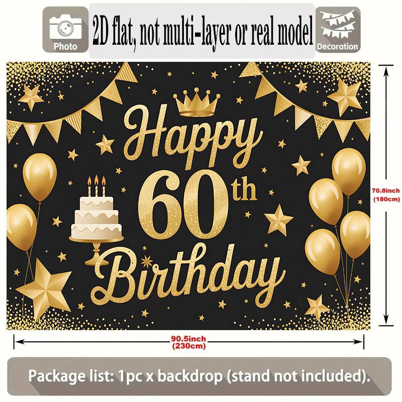 60th Birthday Party Backdrop Polyester Banner Photo Booth Decoration 131