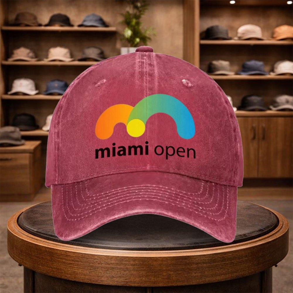 A Miami Open Printed Baseball Cap a Casual Duckbill Hat Stylish And Adjustable for Outdoor Use Suitable for Travel And Beach