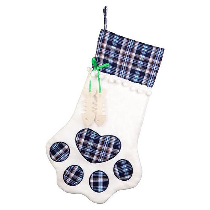 Christmas Decorations Christmas Socks Gift Bags Dog Paws Christmas Socks Plaid Bone Socks Handmade
