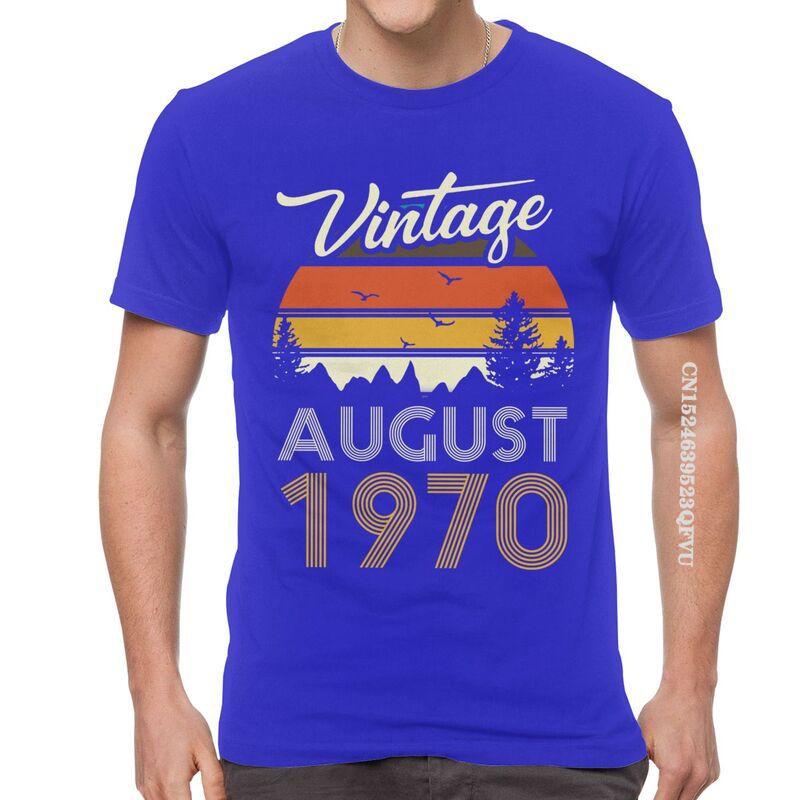 Vintage 1970 August T Shirt Mens Cotton Oversized Printing T Shirts Harajuku Tshirt 50th Birthday EMO Men Tees Tops