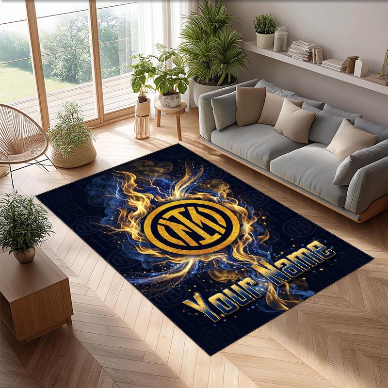 Inter Milan Printed Crystal Velvet Rug Non‑Slip Crystal Velvet Carpet For Sofa Bedroom Indoor Home Decoration