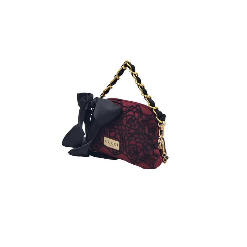 Gucci Косметичка в стиле DIY Вершина горы Арт Черный Золотой Роза CNY Счастливый Год Лошади Элегантный и Интеллектуальный винный красный