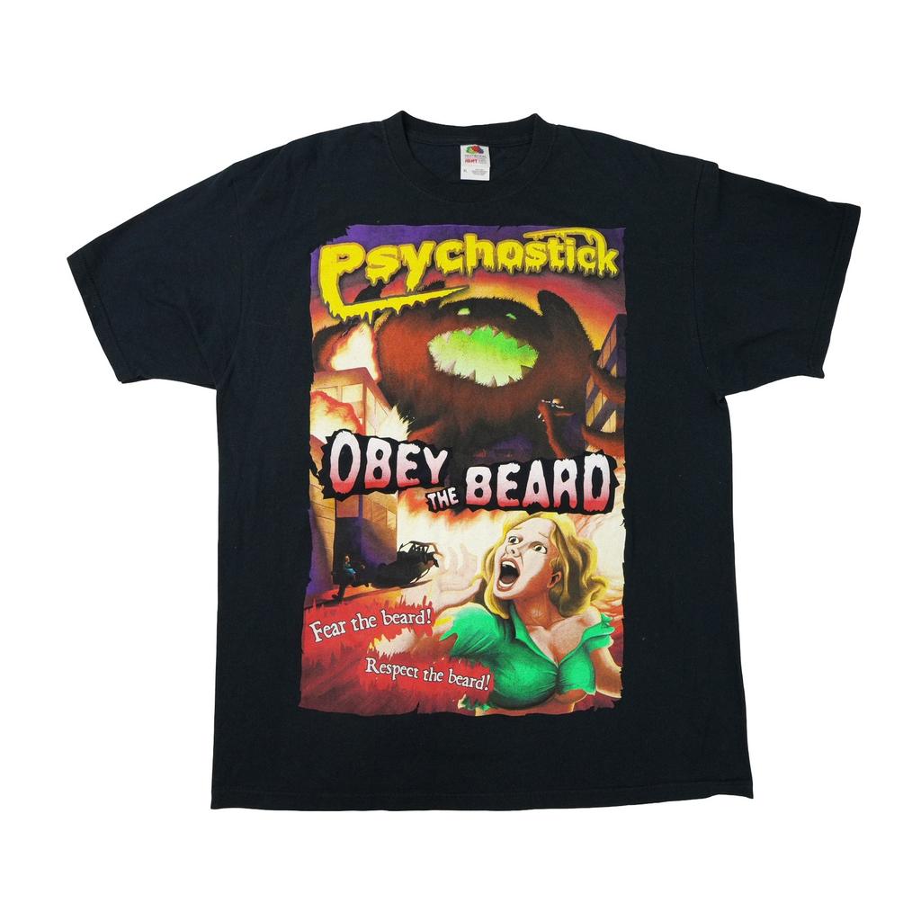 Psychostick Shirt Mens XL Black Obey The Beard Graphic Metal Band Tee Unisex T-Shirt