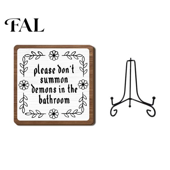 Halloween Wooden Sign with Stand, Freestanding Gothic Tabletop Sign, Funny Party Table Centerpiece for Home Coffee Corner Bathroom Living Room Text