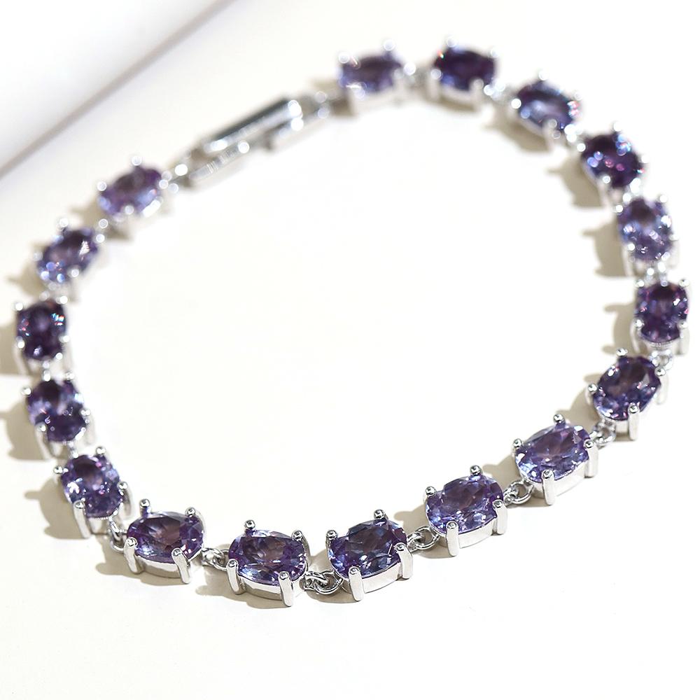 Браслет с застежкой из стерлингового серебра 925 пробы, изменение цвета, драгоценный камень Александр, изысканные украшения для женщин, мамы, жены, хороший подарок
