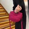 Spring/Summer Fashion Solid Color Small Handbag Art Retro Woven Shoulder Bag Hollow Mini Cute Crossbody Bucket Bag CLE