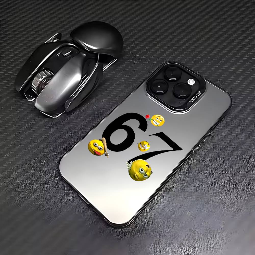 67-Six Seven Phone Case For iPhone 17,16,15,14,13,12,11 Plus,Pro Max,Colored Silver Phone Case